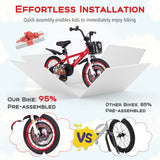 16 Inch Kids Bike Adjustable with Storage Basket and Double Brake for 4-8 Years Old-16 inches