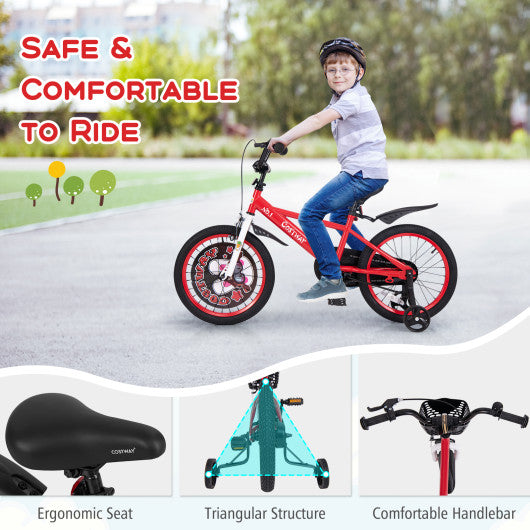 18 Inch Kids Bike Adjustable with Storage Basket and Double Brake for 4-8 Years Old-18 inches