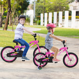 18 Inch LED Lighted Kids Bike with Training Wheels and Headlight for Ages 4-8 Years-18 inches