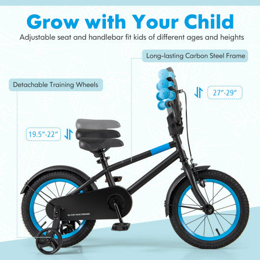 Kids Bike with Adjustable Handlebar and Saddle Black-14 inches