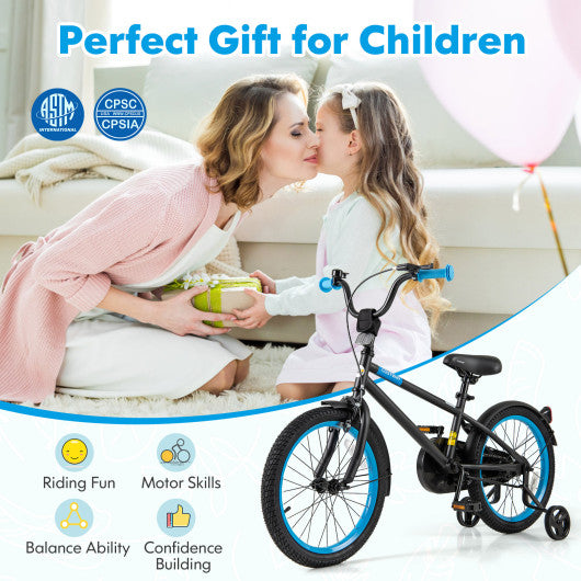 Kids Bike with Adjustable Handlebar and Saddle Black-18 Inches