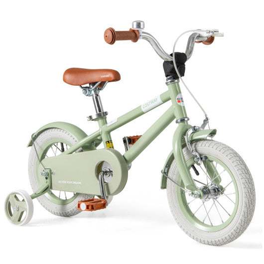 Kids Bike with Adjustable Handlebar and Saddle Green-12 Inches