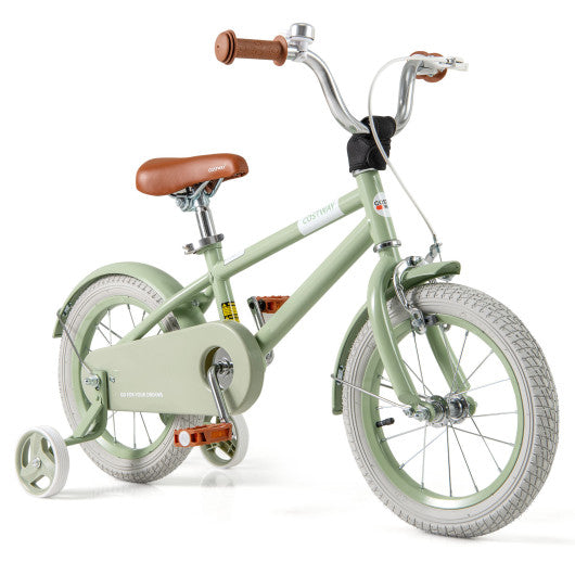 Kids Bike with Adjustable Handlebar and Saddle Green-14 Inches