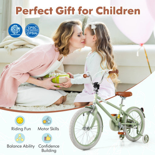 Kids Bike with Adjustable Handlebar and Saddle Green-18 Inches