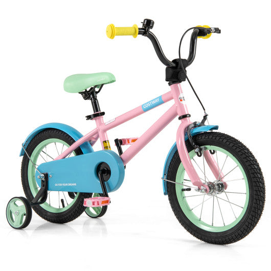 Kids Bike with Adjustable Handlebar and Saddle Pink-14 Inches
