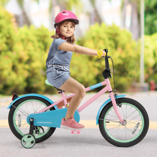 Kids Bike with Adjustable Handlebar and Saddle Pink-16 Inches