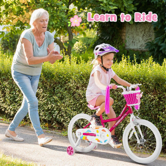 Kids Bicycle 18 Inch Toddler and Kids Bike with Training Wheels for 6-8 Year Old Kids-Pink