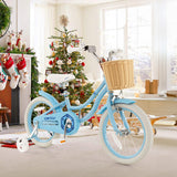 16-Inch Kids Bike with Training Wheels and Adjustable Handlebar Seat-Blue