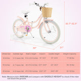 18-Inch Kids Bike with Training Wheels and Adjustable Handlebar Seat-Pink
