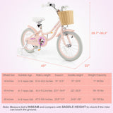 16-Inch Kids Bike with Training Wheels and Adjustable Handlebar Seat-Pink