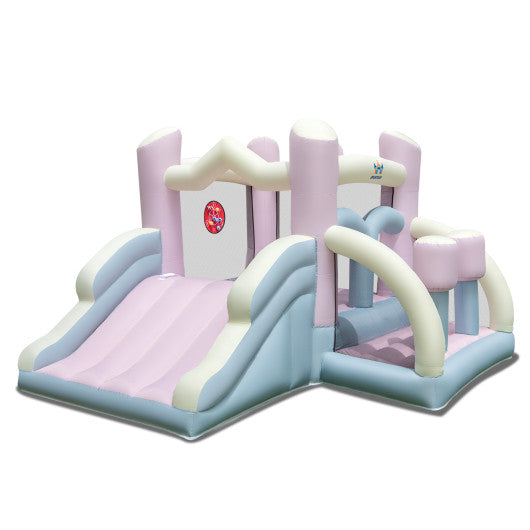 Kids Bounce House with Slide and 2 Boxing Columns for Party without Blower