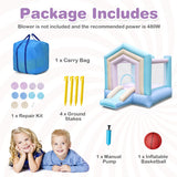 Kids Bounce House with Slide and Basketball Rim Bouncy Castle for Party without Blower