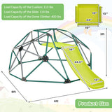 Kids Climbing Dome with Slide and Fabric Cushion for Garden Yard-Green