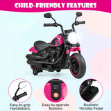 Kids Electric Motorcycle with Training Wheels and LED Headlights-Pink