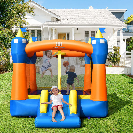 Kids Inflatable Bounce House Magic Castle with Large Jumping Area with 735W Blower