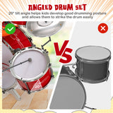 Kids Jazz Drum Keyboard Set with Stool and Microphone Stand-Red