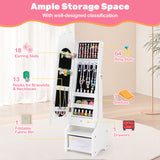 Kids Jewelry Armoire Cabinet with Storage and 2 Tilt Angles-White