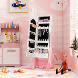 Kids Jewelry Armoire Cabinet with 2 Tilt Angles and Large Capacity-White