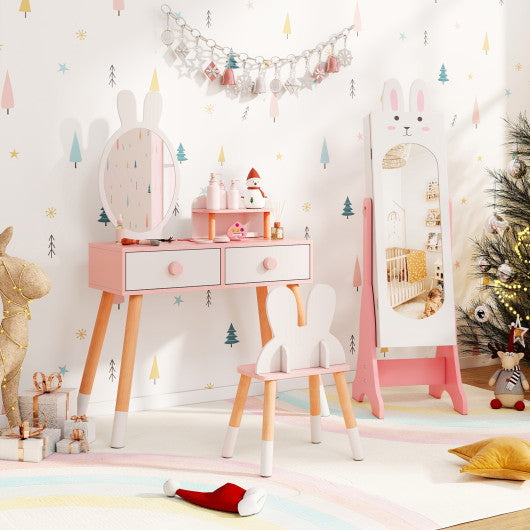 Kids Jewelry Armoire Cabinet with 2 Tilt Angles and Large Capacity-White