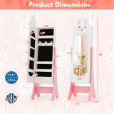 Kids Jewelry Armoire Cabinet with 2 Tilt Angles and Large Capacity-White