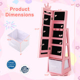 Kids Jewelry Armoire Cabinet with Large Storage Capacity and Swivel Base-Pink