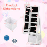 Kids Jewelry Armoire Cabinet with Large Storage Capacity and Swivel Base-White
