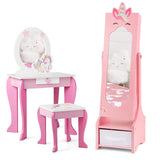 Kids Jewelry Cabinet with Full-Length Mirror for Kids Bedroom and Playroom-Pink
