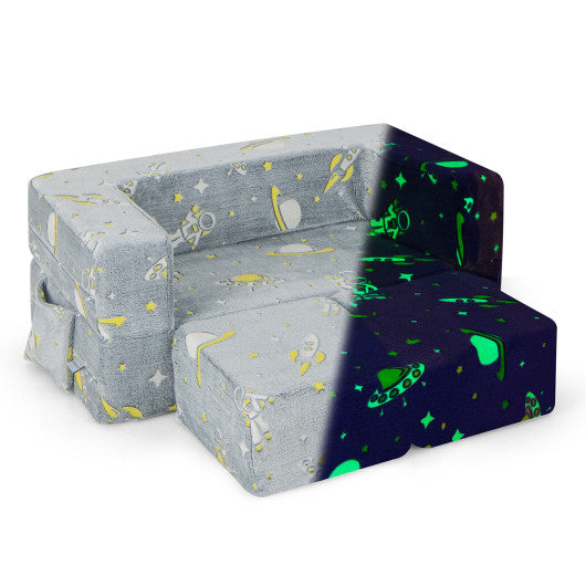 Kids Play Sofa with Ottoman and Removable & Machine Washable Cover-Gray