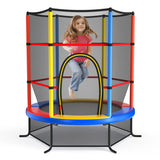 55 Inch Kids Recreational Trampoline Bouncing Jumping Mat with Enclosure Net-Yellow