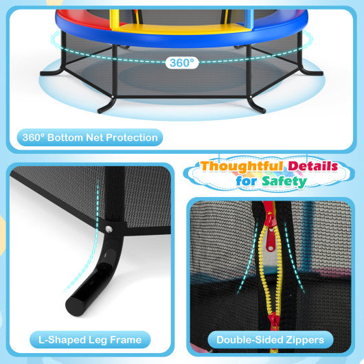 55 Inch Kids Recreational Trampoline Bouncing Jumping Mat with Enclosure Net-Yellow