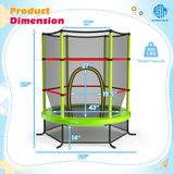 55 Inch Kids Recreational Trampoline Bouncing Jumping Mat with Enclosure Net-Green