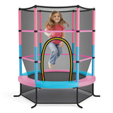 55 Inch Kids Recreational Trampoline Bouncing Jumping Mat with Enclosure Net-Pink