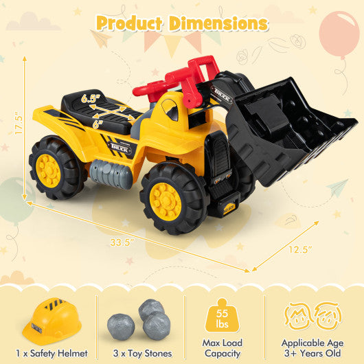 Kids Ride On Bulldozer Toy Play Truck with Adjustable Bucket Aged 3+ Years Old