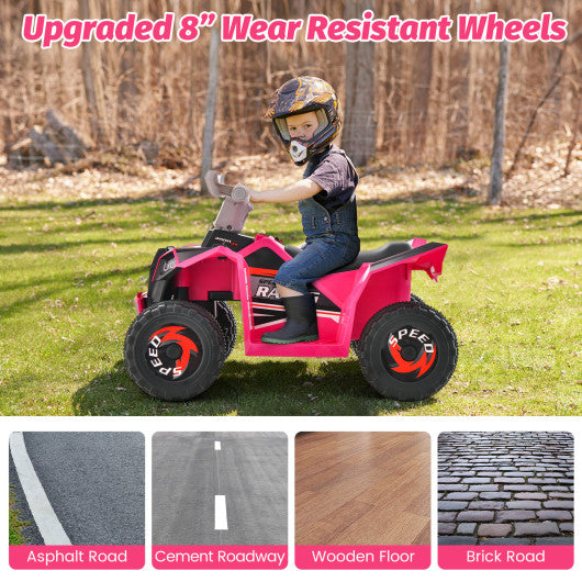 Kids Ride on ATV 4 Wheeler Quad Toy Car with Direction Control-Pink