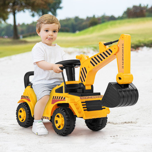 Kids Ride on Excavator with Adjustable Shovel-Yellow