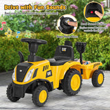 Kids Ride on Tractor Licensed Caterpillar with Detachable Trailer No Power-Yellow