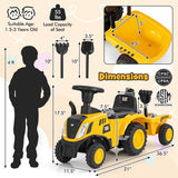 Kids Ride on Tractor Licensed Caterpillar with Detachable Trailer No Power-Yellow