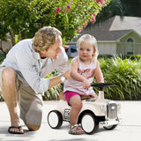 Kids Sit to Stand Vehicle with Working Steering Wheel and Under Seat Storage-White