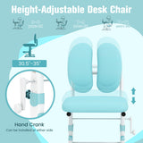Ergonomic Height-adjustable Kids Study Chair with Double Back Support-Blue