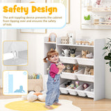 4-Tier Kids Toy Storage Organizer Bookshelf and Toy Storage Rack with Door-White