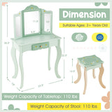 Kids Vanity Set with Tri-folding Mirror-Green
