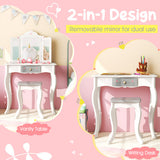 Kids Vanity Set with Tri-folding Mirror-White
