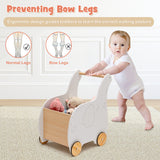 Kids Wooden Shopping Cart with Rubber Wheels
