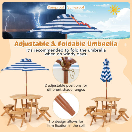 Kids Wooden Table Set for Children Aged 3+ Years-Natural