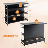 Kitchen Island with 4-Tier Storage Shelf and Long Footrest for Home-Black