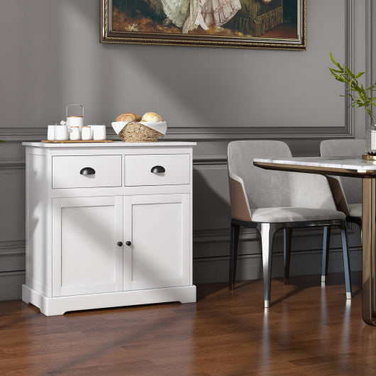 Kitchen Buffet Storage Cabinet with 2 Doors and 2 Storage Drawers-White