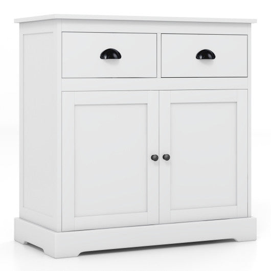 Kitchen Buffet Storage Cabinet with 2 Doors and 2 Storage Drawers-White