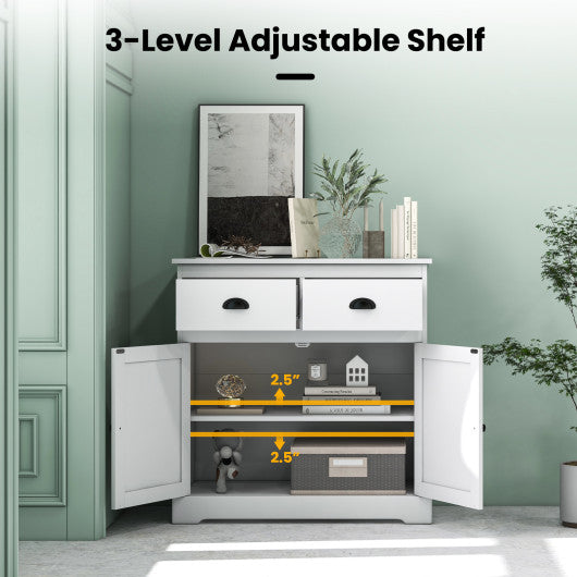 Kitchen Buffet Storage Cabinet with 2 Doors and 2 Storage Drawers-White