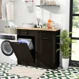 Kitchen Tilt Out Trash Cabinet with 2 Drawers and Adjustable Shelf-Brown