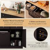 Kitchen Tilt Out Trash Cabinet with 2 Drawers and Adjustable Shelf-Brown